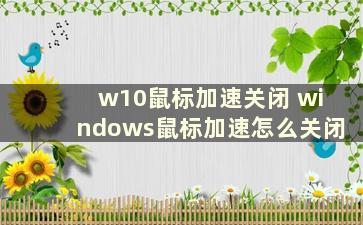 w10鼠标加速关闭 windows鼠标加速怎么关闭